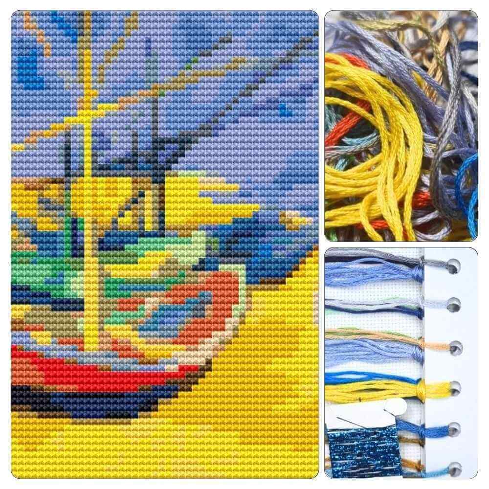 Boats on a Beach Mini Cross Stitch Kit