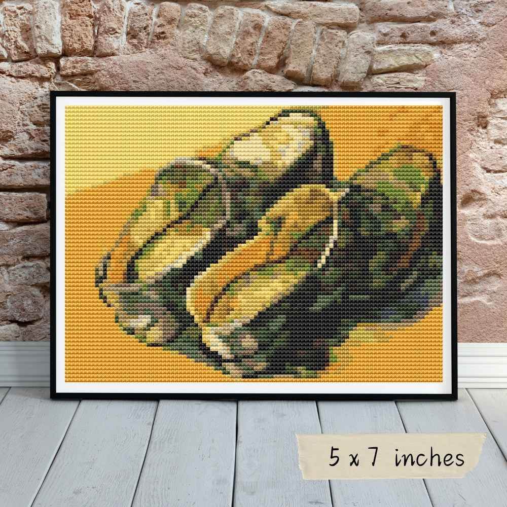 A Pair of Leather Clogs Mini Cross Stitch Pattern by Vincent Van Gogh