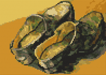 A Pair of Leather Clogs Mini Cross Stitch Pattern by Vincent Van Gogh