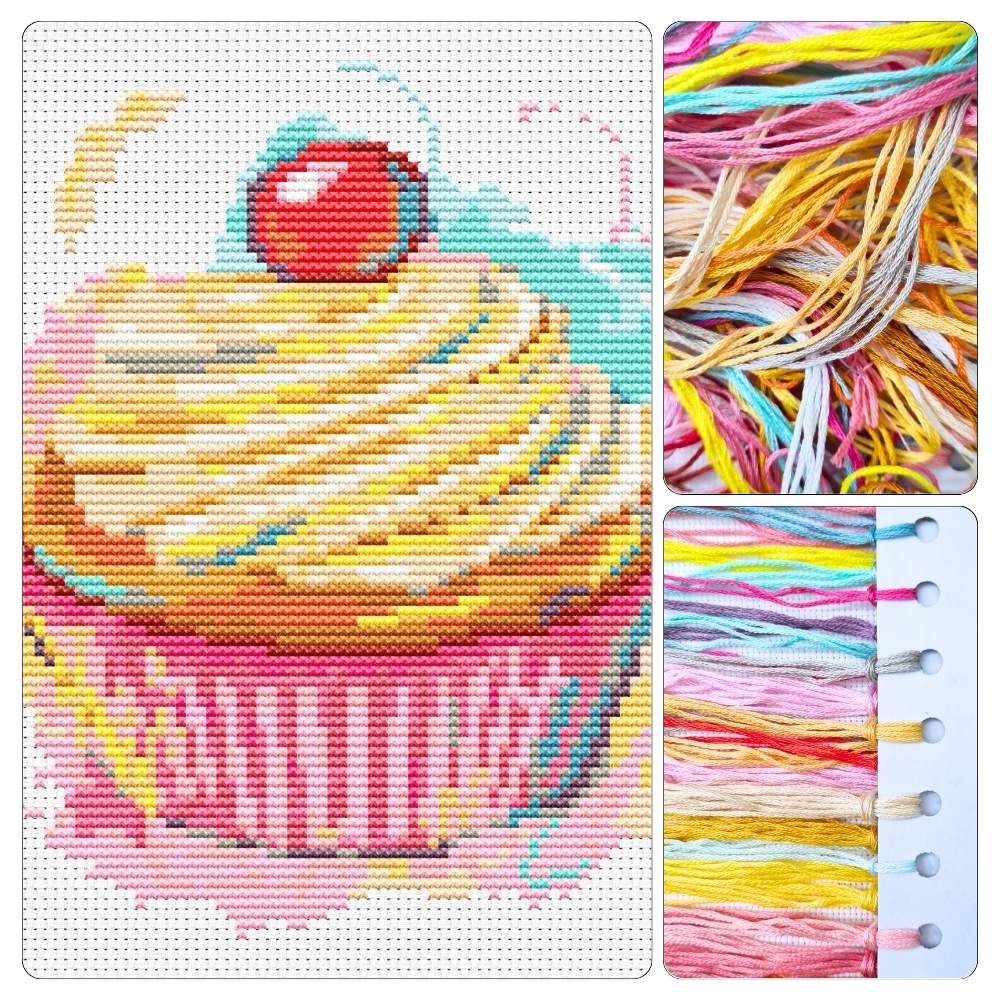 Yummy Cupcake Cross Stitch Kit - Mini Cross Stitch Kit - The Art of Stitch