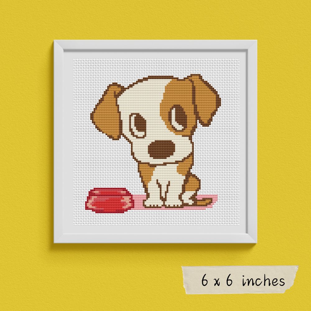 Puppy Chow Time Cross Stitch Pattern | The Art of Stitch