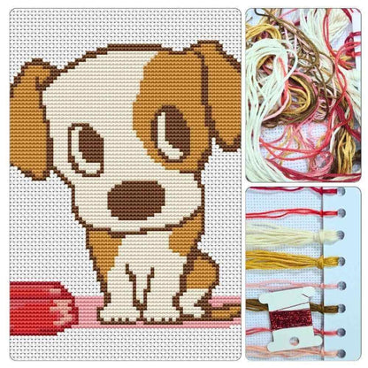 Puppy Chow Time Mini Cross Stitch Kit