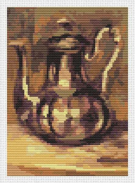 Coffee Pot Mini Counted Cross Stitch Pattern | Pierre-Auguste Renoir