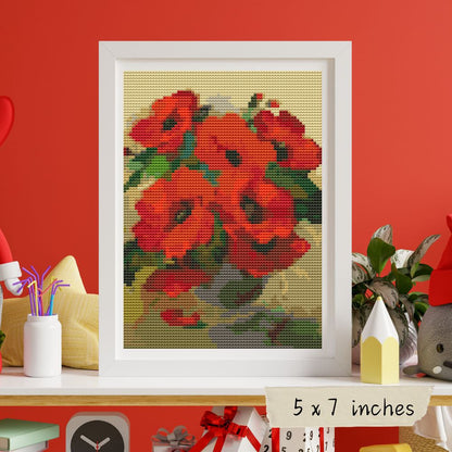 Poppies in a Vase Mini Cross Stitch Pattern | William Jabez Muckley