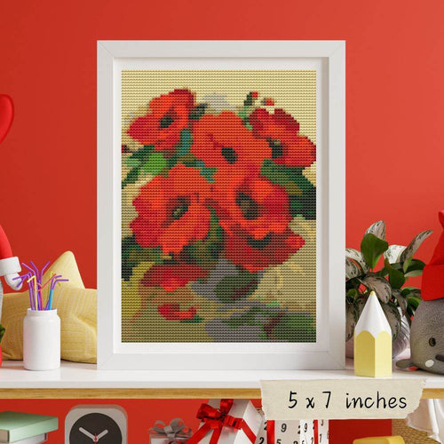 Poppies in a Vase Mini Cross Stitch Kit