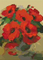 Poppies in a Vase Mini Cross Stitch Pattern by William Jabez Muckley