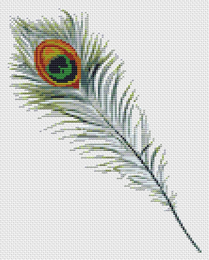 Peacock Feather Mini Cross Stitch Pattern - Mini Cross Stitch Pattern - The Art of Stitch