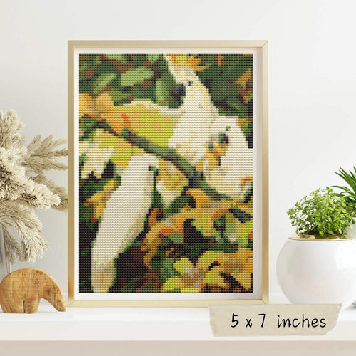Sulphur Crested Cockatoos Mini Cross Stitch Kit