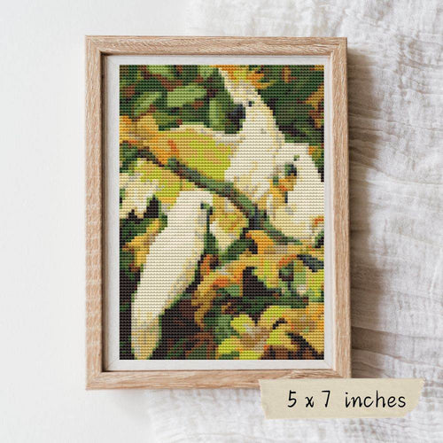 Sulphur Crested Cockatoos Mini Cross Stitch Kit