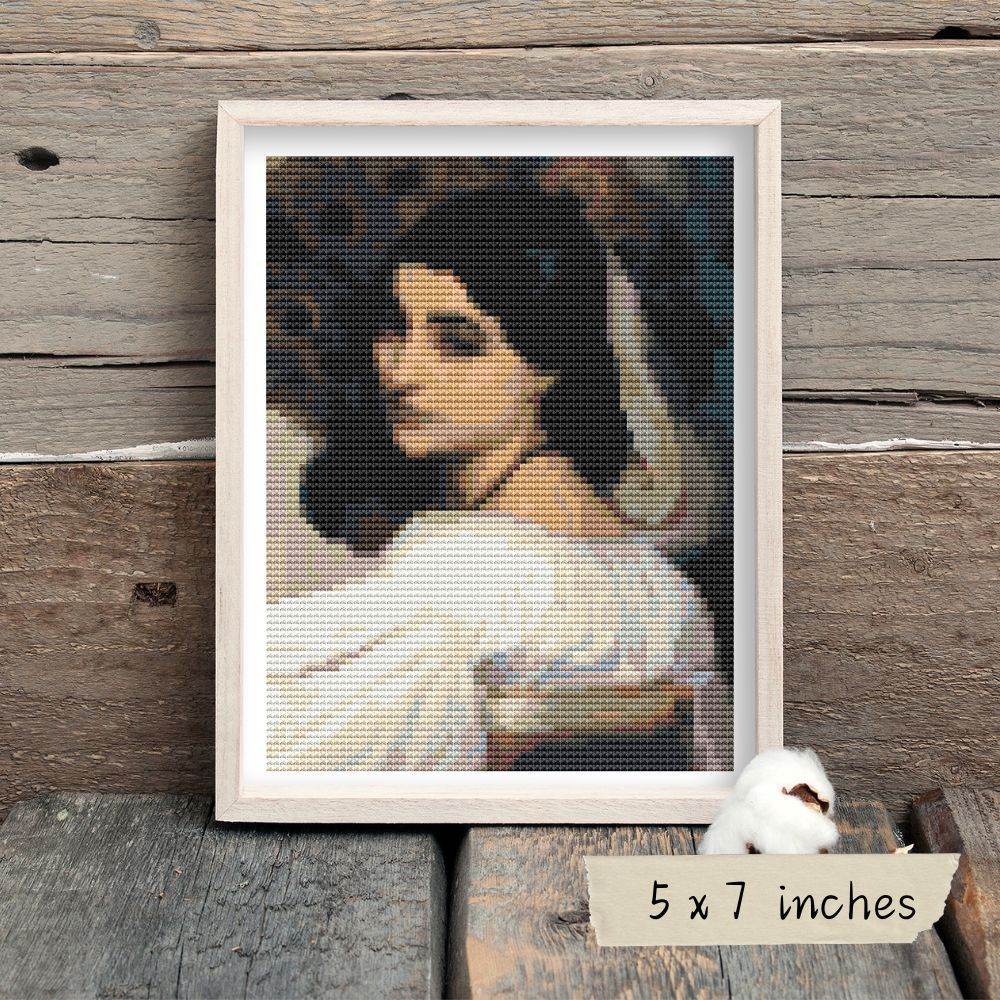 Pavonia Mini Cross Stitch Pattern by Lord Frederic Leighton