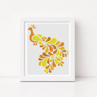 Abstract Peacock in Yellow Cross Stitch Kit - Mini Cross Stitch Kit - The Art of Stitch