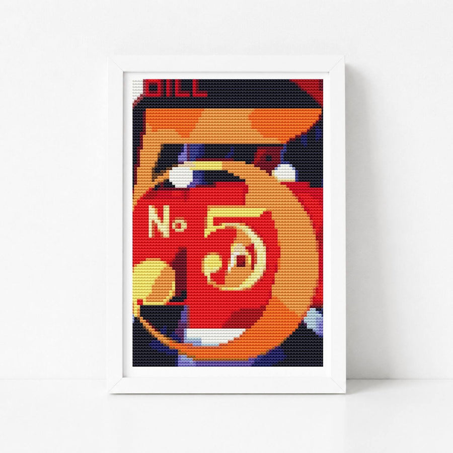 A Figure 5 in Gold Mini Cross Stitch Pattern