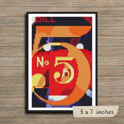 A Figure 5 in Gold Mini Cross Stitch Pattern by Charles Demuth