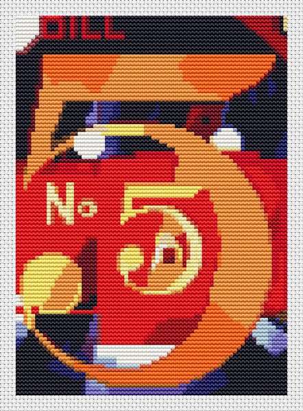 A Figure 5 in Gold Mini Counted Cross Stitch Pattern | Charles Demuth