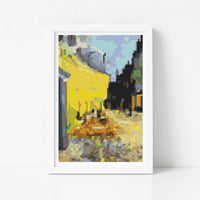 Cafe Terrace at Night Mini Cross Stitch Pattern - Mini Cross Stitch Pattern - Vincent Van Gogh