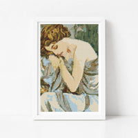 Night Mini Cross Stitch Kit - Mini Cross Stitch Kit - Alphonse Mucha