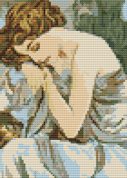 Night Mini Cross Stitch Pattern by Alphonse Mucha