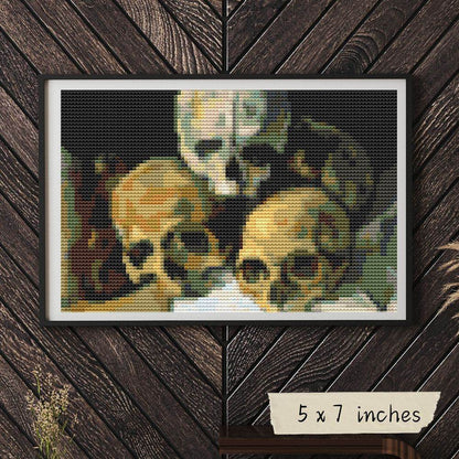 Pyramid of Skulls Mini Cross Stitch Pattern by Paul Cezanne