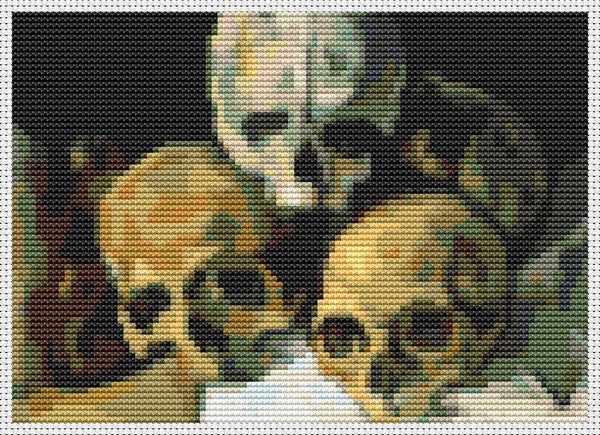 Pyramid of Skulls Mini Counted Cross Stitch Kit | Paul Cezanne