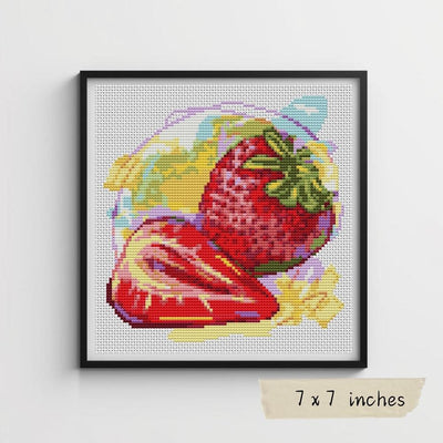Fresh Strawberries Cross Stitch Pattern