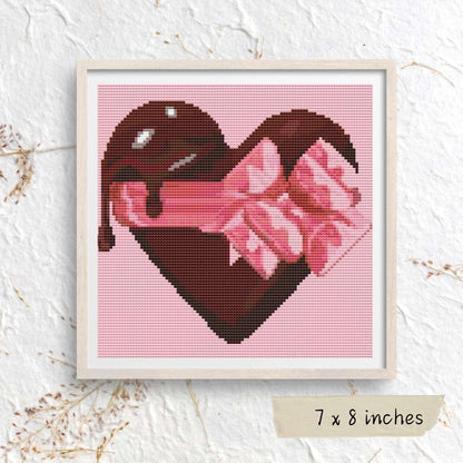 Chocolate Heart Mini Cross Stitch Pattern