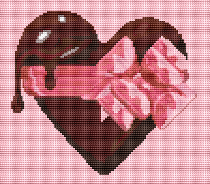 Chocolate Heart Mini Cross Stitch Pattern