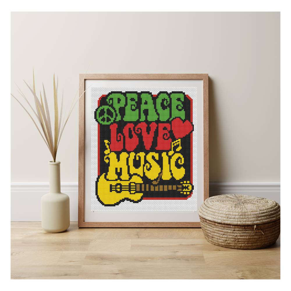 Peace, Love and Music Counted Cross Stitch Kit | Lisa Fischer