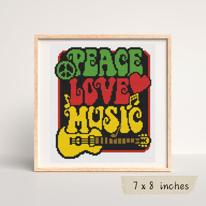 Peace, Love and Music Cross Stitch Pattern | Lisa Fischer