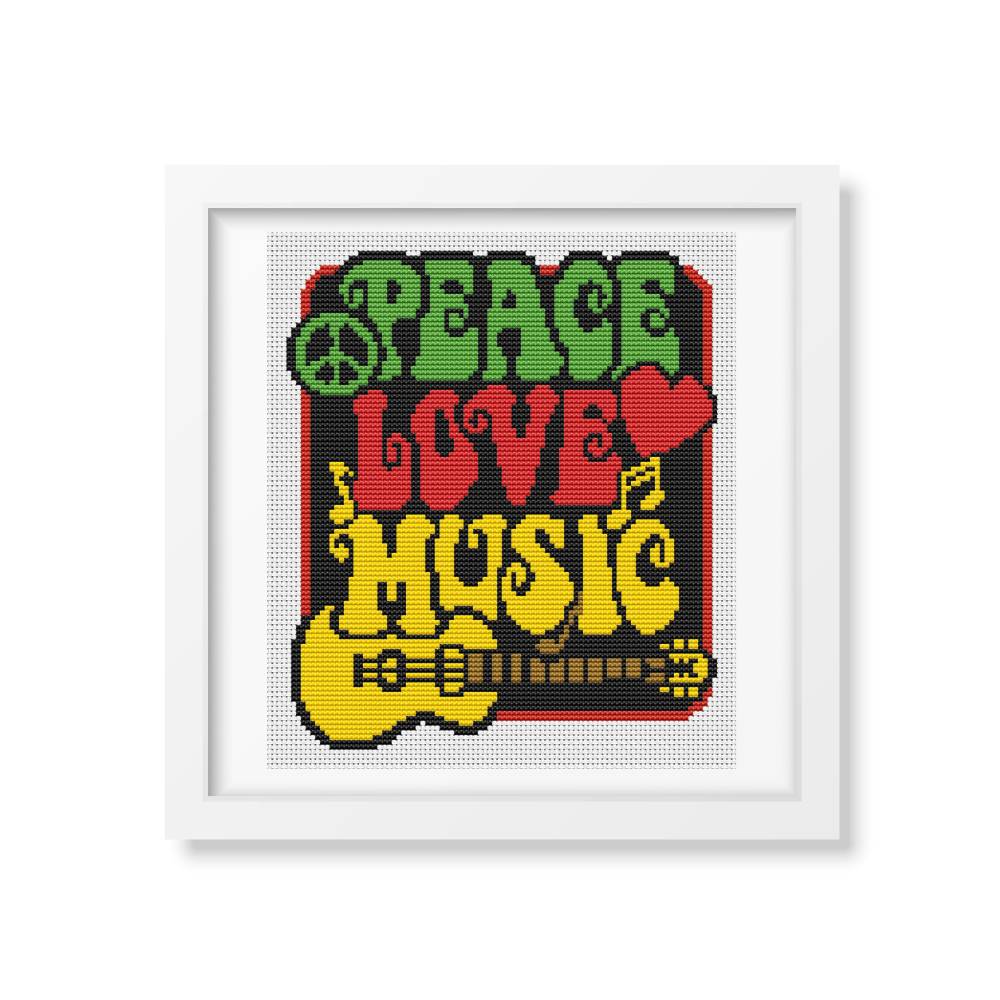 Peace, Love and Music Counted Cross Stitch Kit | Lisa Fischer