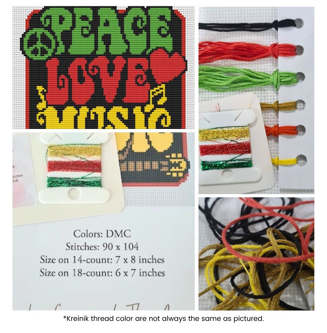 Peace, Love and Music Cross Stitch Kit | Lisa Fischer