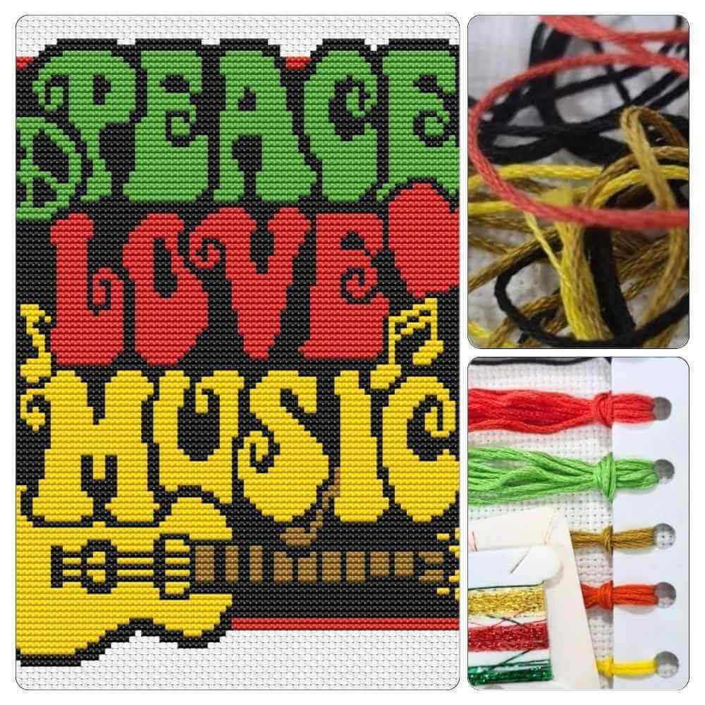 Peace, Love and Music Cross Stitch Kit