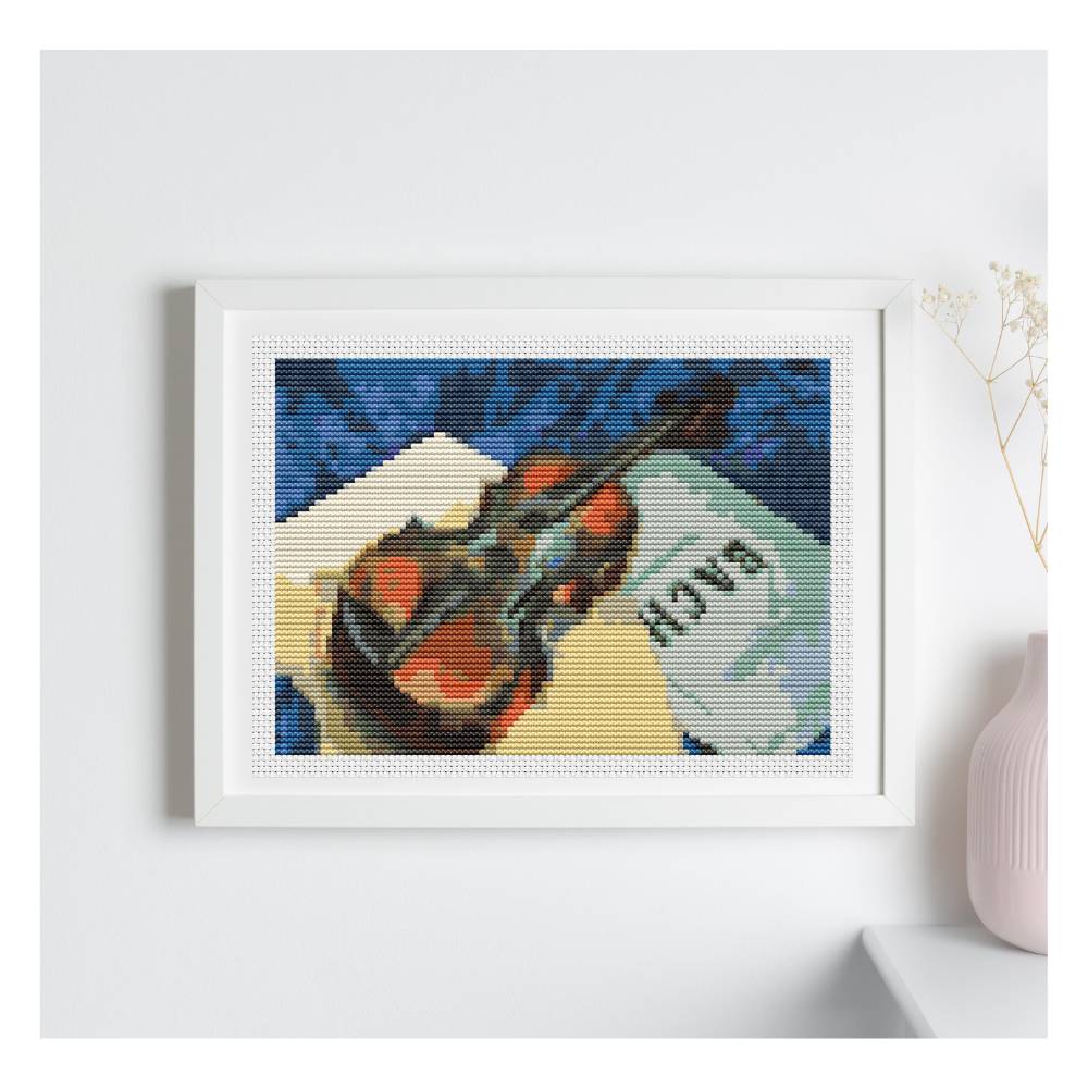 A Still Life With Violin Mini Counted Cross Stitch Kit | Kuzma Petrov Vodkin