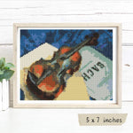 A Still Life With Violin Mini Cross Stitch Pattern