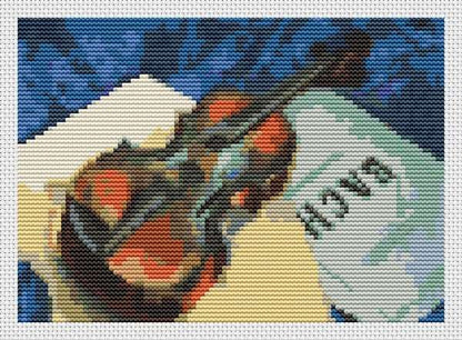 A Still Life With Violin Mini Counted Cross Stitch Kit | Kuzma Petrov Vodkin