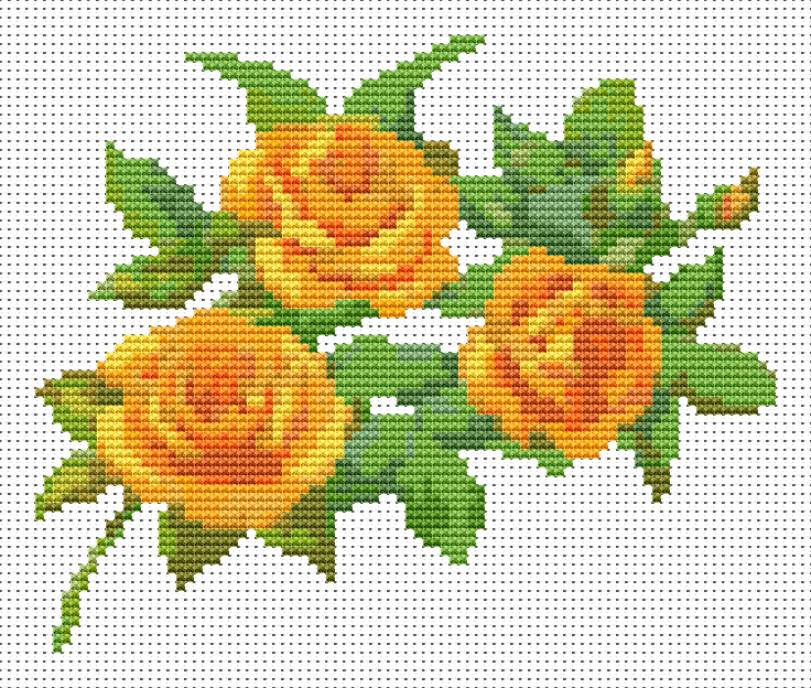 A Trio of Yellow Roses Mini Cross Stitch Kit - The Art of Cross Stitch