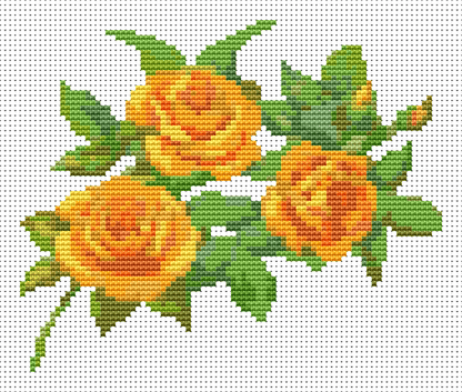 A Trio of Yellow Roses Mini Cross Stitch Kit - The Art of Cross Stitch