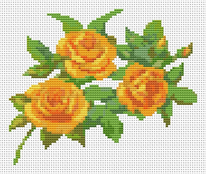 A Trio of Yellow Roses Mini Cross Stitch Kit - Mini Cross Stitch Kit - The Art of Stitch