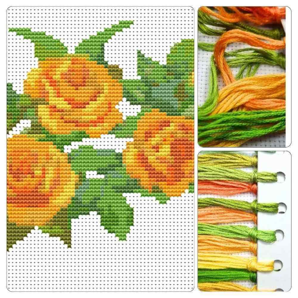 A Trio of Yellow Roses Mini Cross Stitch Kit
