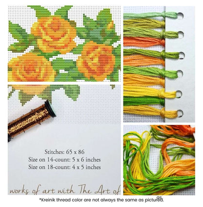 A Trio of Yellow Roses Cross Stitch Kit | The Art of Stitch