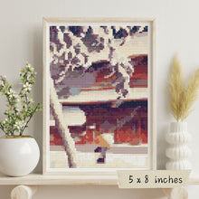 Temple Mini Cross Stitch Pattern | Kawase Hasui