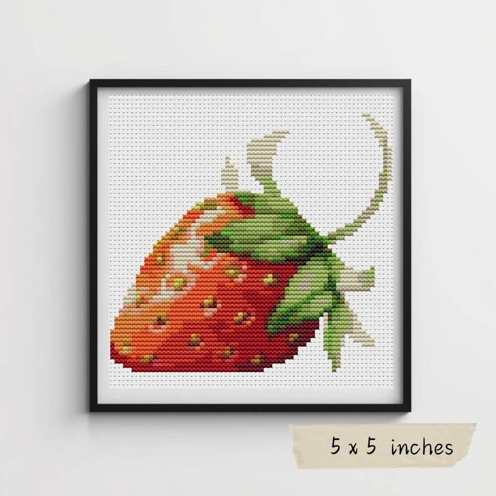 Fruit Series: Strawberry, Persimmon & Cherries Mini Cross Stitch Pattern