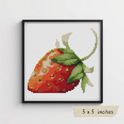 Fruit Series: Strawberry, Persimmon & Cherries Mini Cross Stitch Pattern