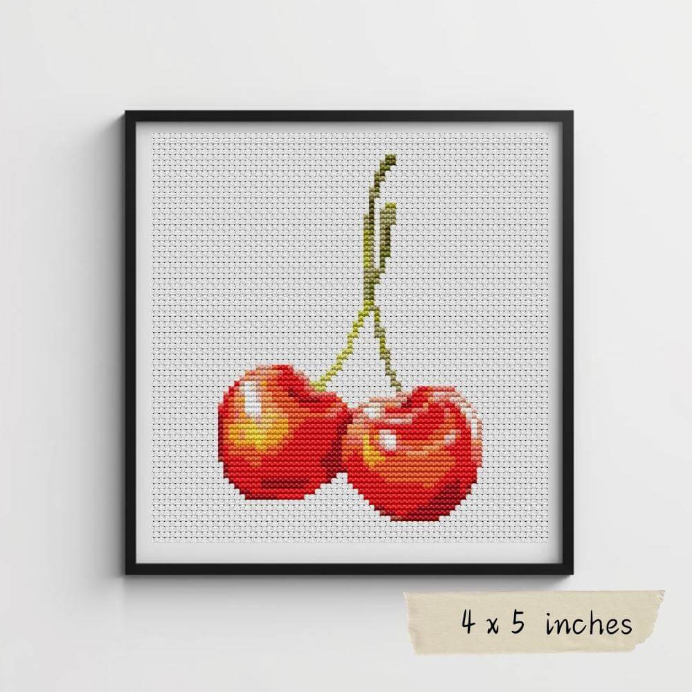 Fruit Series: Strawberry, Persimmon & Cherries Mini Cross Stitch Kit