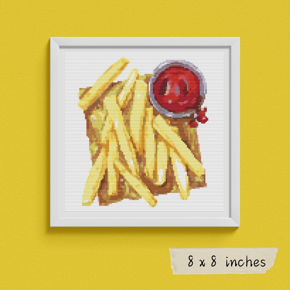 French Fries and Sauce Cross Stitch Pattern | The Art of Stitch