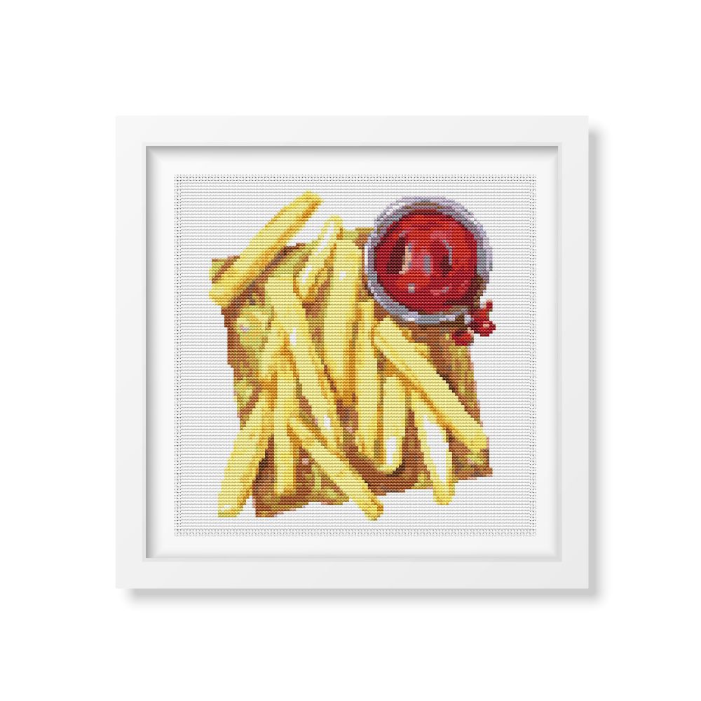 French Fries and Sauce Cross Stitch Kit | The Art of Stitch