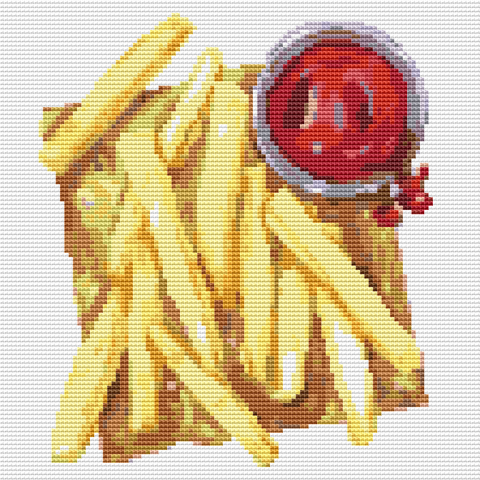 French Fries and Sauce Cross Stitch Pattern - Mini Cross Stitch Pattern - The Art of Stitch