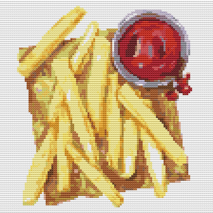 French Fries and Sauce Cross Stitch Pattern | The Art of Stitch