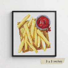 French Fries and Sauce Cross Stitch Pattern