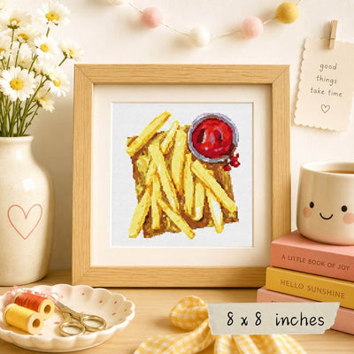 French Fries and Sauce Cross Stitch Pattern