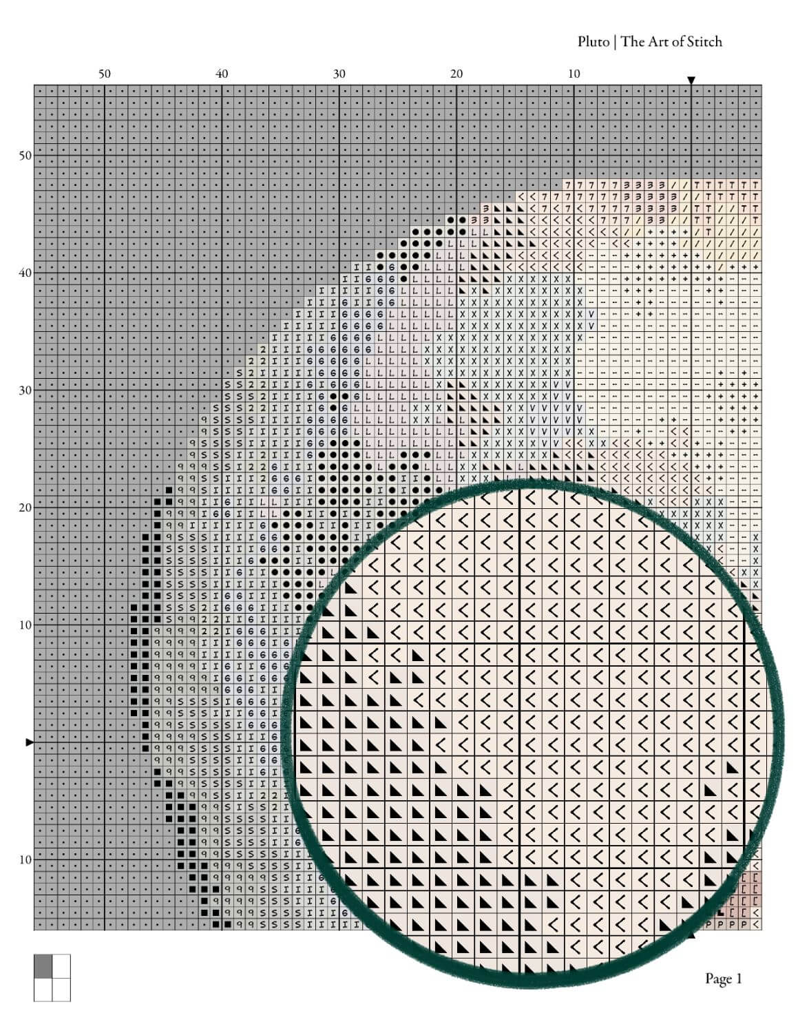 Pluto Cross Stitch Pattern - Mini Cross Stitch Pattern - The Art of Stitch